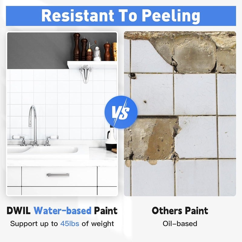 DWIL Tub and Tile Paint 16.5 oz, Tub Paint for Bathtub, Tile Refinishing with Hardener, Water Based, Low Odor, Semi-Gloss White, 25-30sq.ft - Image 2
